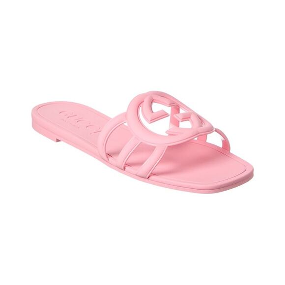 Gucci Interlocking G Rubber Sandal, Pink - Picture 1 of 5